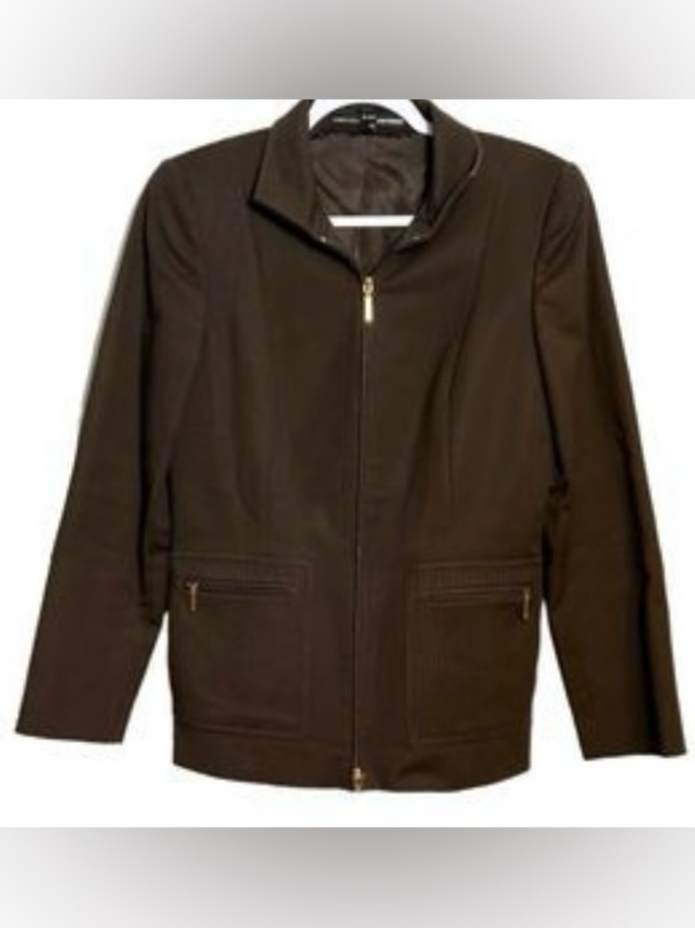 Classic Brown Zip-Front Women's Blazer Jacket